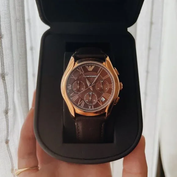 Emporio Armani Accessories New Emporio Armani Chronograph Leather Strap Watch Ar77 Poshmark